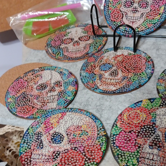 Colorful Skull Coasters Set - Picture 3 of 6